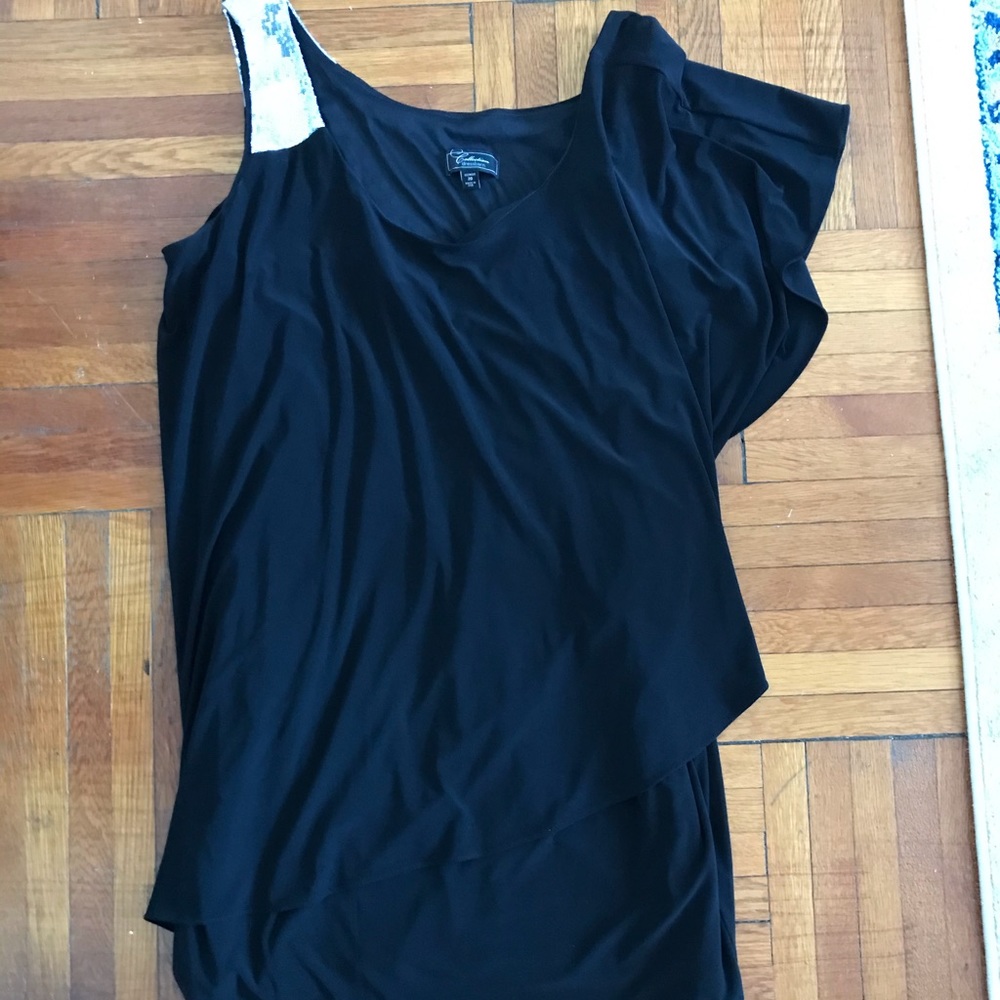 Black dress with sequin strap